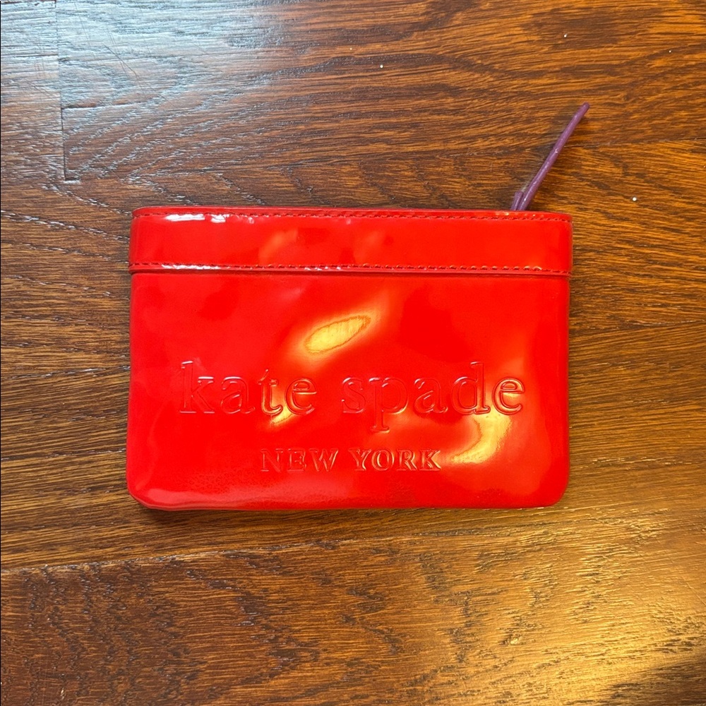 Kate Spade Glossy Red Wallet With Purple Accents